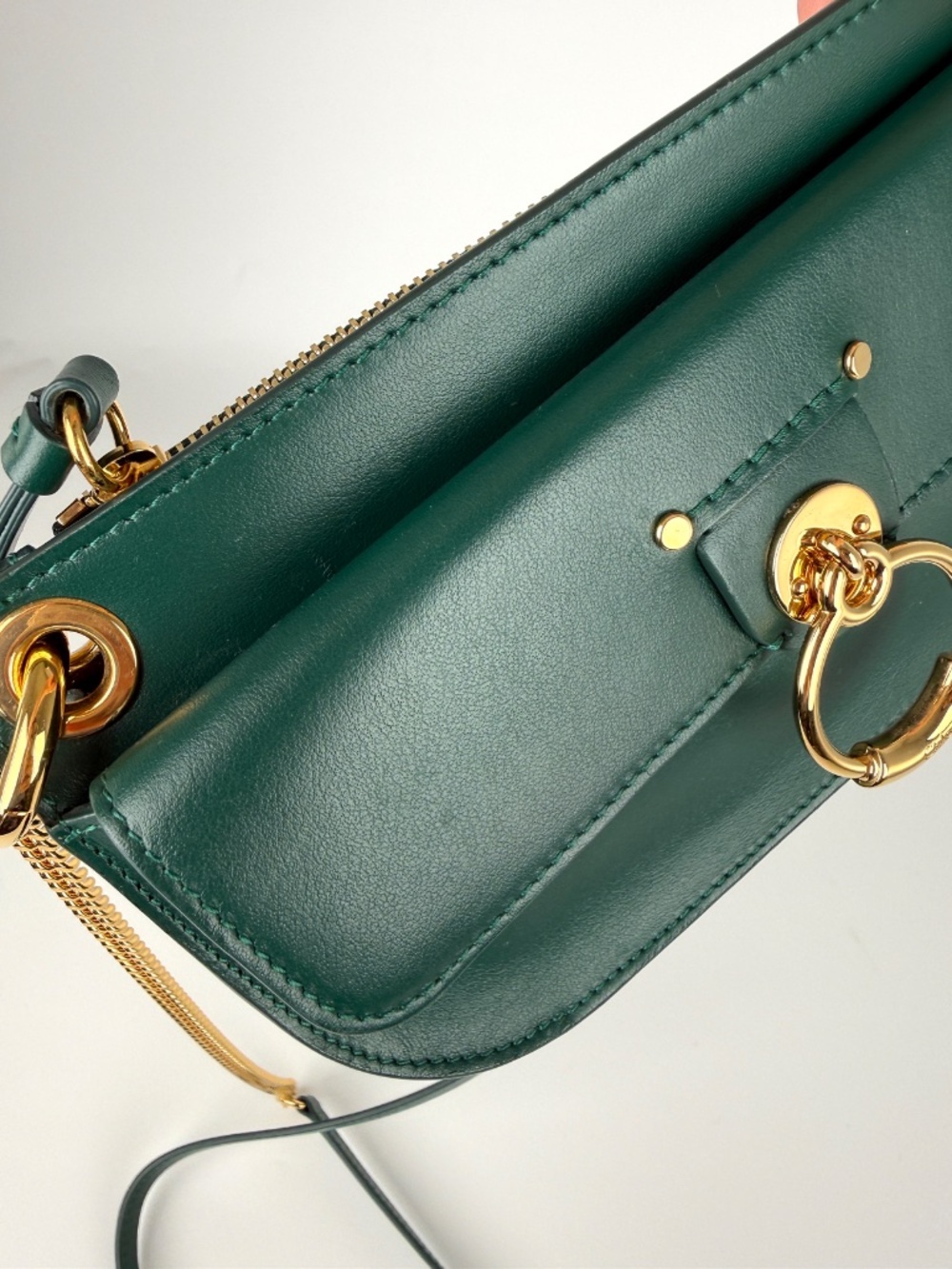 Chloe Tess Chain Green Leather Chain Crossbody Bag - Picture 10 of 16